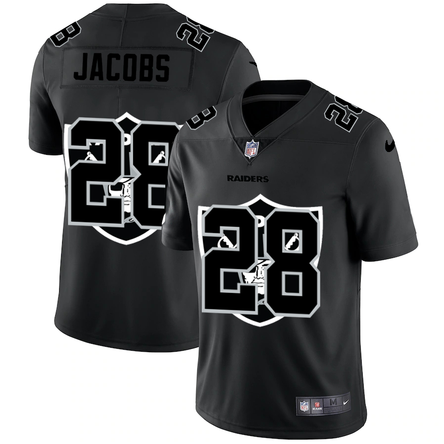 Las Vegas Raiders #28 Josh Jacobs Men's Team Logo Dual Overlap Limited Jersey Black cheap jerseys for sale - CheapJerseys.Shop