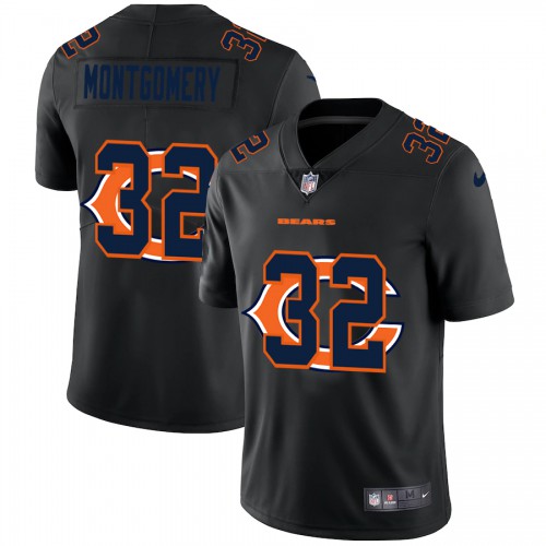 Chicago Chicago Bears #32 David Montgomery Men's Team Logo Dual Overlap Limited Jersey Black Men's cheap jerseys for sale - CheapJerseys.Shop