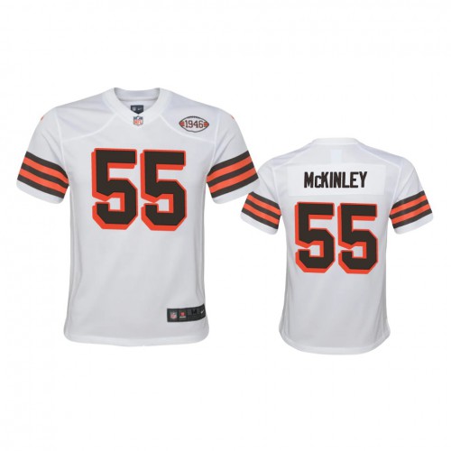 Youth Cleveland Browns #55 Takkarist Mckinley 1946 Collection Alternate Game Limited Jersey - White Youth cheap jerseys for sale - CheapJerseys.Shop
