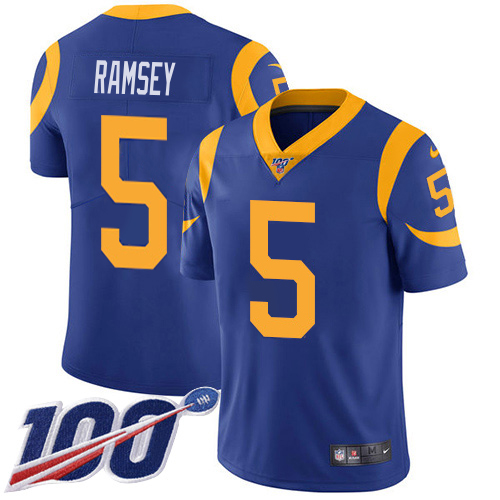 Rams #5 Jalen Ramsey Royal Blue Alternate Men's Stitched 100th Season Vapor Limited Jersey cheap jerseys for sale - CheapJerseys.Shop