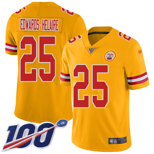 Chiefs #25 Clyde Edwards-Helaire Gold Youth Stitched Limited Inverted Legend 100th Season Jersey cheap jerseys for sale - CheapJerseys.Shop