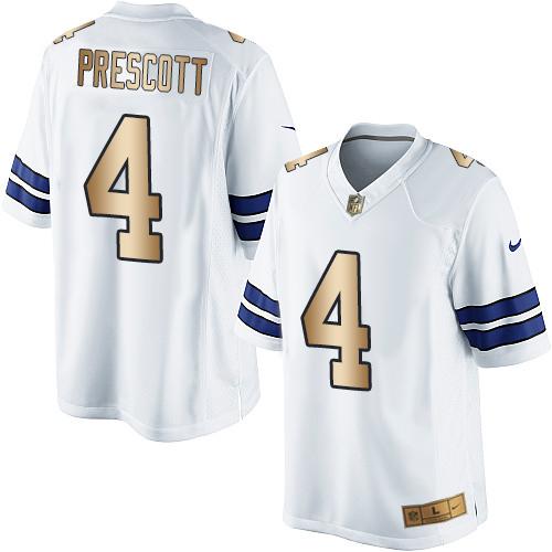 Cowboys #4 Dak Prescott White Men's Stitched Limited Gold Jersey cheap jerseys for sale - CheapJerseys.Shop