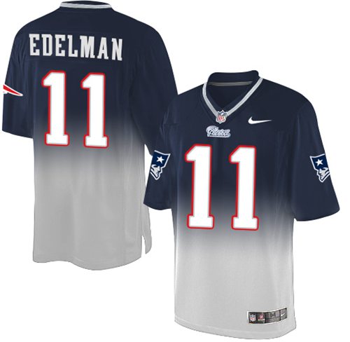 Patriots #11 Julian Edelman Navy Blue/Grey Men's Stitched Elite Fadeaway Fashion Jersey cheap jerseys for sale - CheapJerseys.Shop