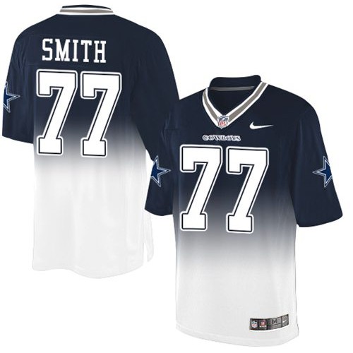 Dallas Cowboys #77 Tyron Smith Navy Blue/White Men's Stitched Elite Fadeaway Fashion Jersey Men's cheap jerseys for sale - CheapJerseys.Shop