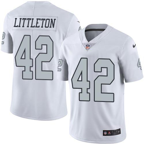 Las Vegas Raiders #42 Cory Littleton White Men's Stitched Limited Rush Jersey Men's cheap jerseys for sale - CheapJerseys.Shop