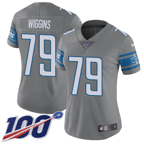 Detroit Lions #79 Kenny Wiggins Gray Women's Stitched Limited Rush 100th Season Jersey Womens cheap jerseys for sale - CheapJerseys.Shop