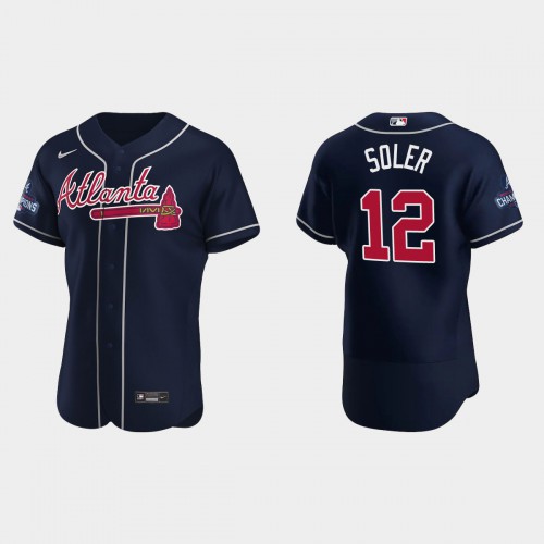 Atlanta Atlanta Braves #12 Jorge Soler Men's 2021 World Series Champions Patch Authentic Player Jersey - Navy Men's cheap jerseys for sale - CheapJerseys.Shop