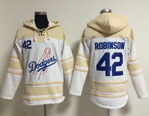 Dodgers #42 Jackie Robinson White Sawyer Hooded Sweatshirt Hoodie cheap jerseys for sale - CheapJerseys.Shop