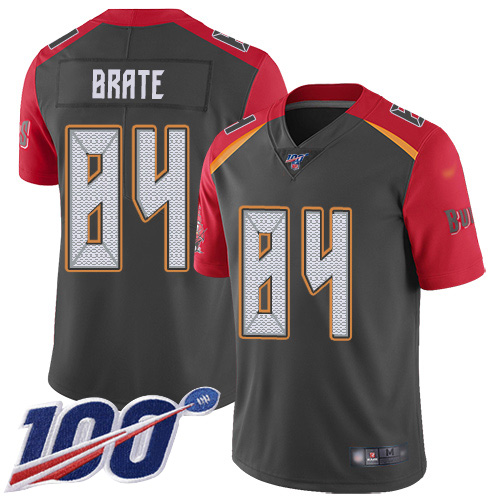 Tampa Bay Buccaneers #84 Cameron Brate Gray Men's Stitched Limited Inverted Legend 100th Season Jersey Men's cheap jerseys for sale - CheapJerseys.Shop