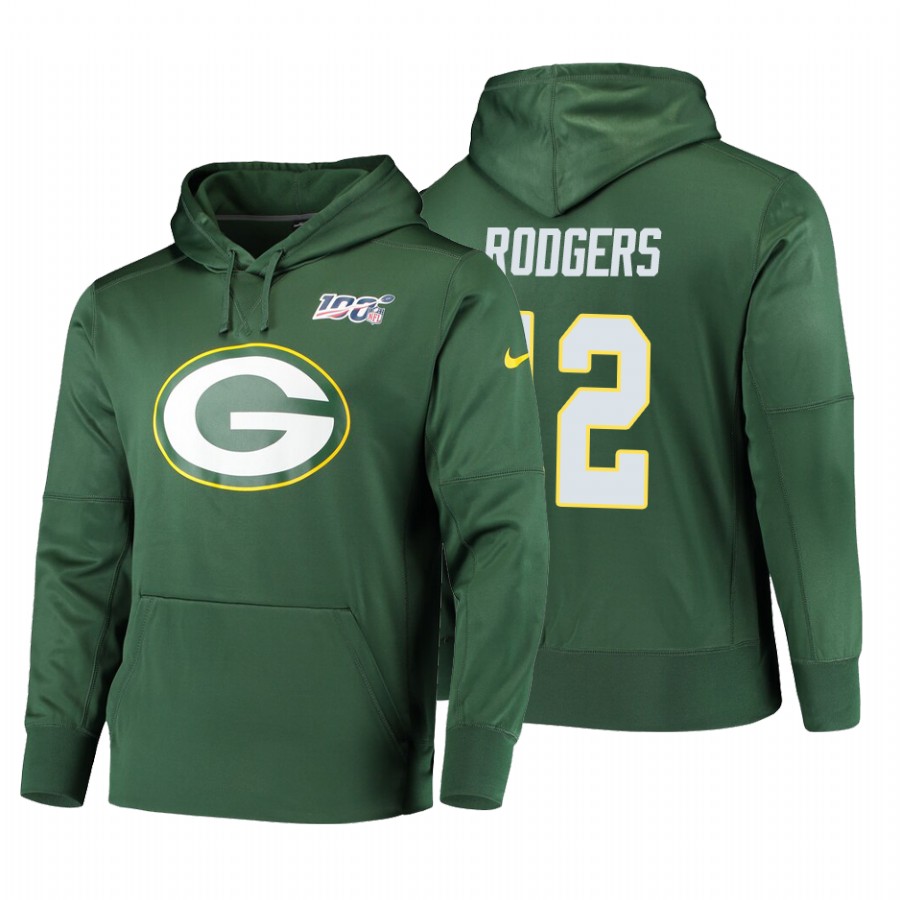 Green Bay Packers #12 Aaron Rodgers 100 Primary Logo Circuit Name & Number Pullover Hoodie Green cheap jerseys for sale - CheapJerseys.Shop
