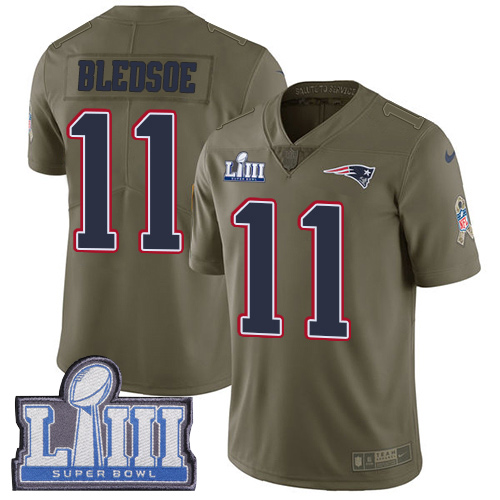 New England Patriots #11 Drew Bledsoe Olive Super Bowl LIII Bound Men's Stitched Limited 2017 Salute To Service Jersey Men's cheap jerseys for sale - CheapJerseys.Shop