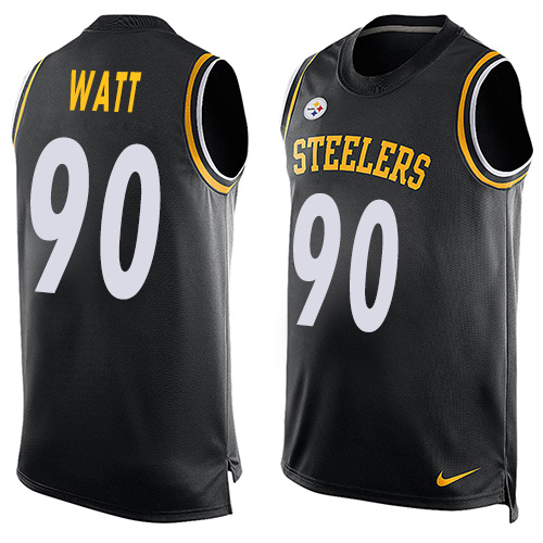 Steelers #90 T. J. Watt Black Team Color Men's Stitched Limited Tank Top Jersey cheap jerseys for sale - CheapJerseys.Shop