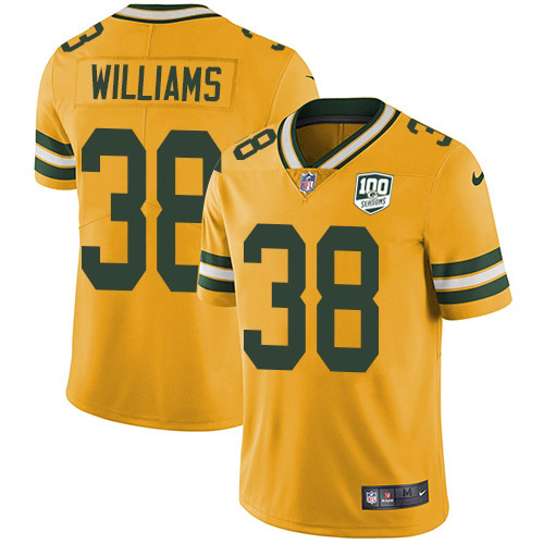 Green Bay Packers #38 Tramon Williams Yellow Men's 100th Season Stitched Limited Rush Jersey Men's cheap jerseys for sale - CheapJerseys.Shop