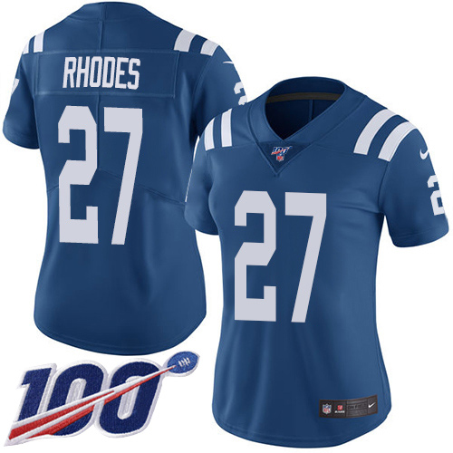 Indianapolis Colts #27 Xavier Rhodes Royal Blue Team Color Women's Stitched 100th Season Vapor Untouchable Limited Jersey Womens cheap jerseys for sale - CheapJerseys.Shop