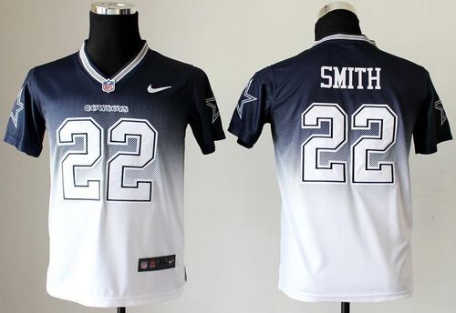 Cowboys #22 Emmitt Smith Navy Blue/White Youth Stitched Elite Fadeaway Fashion Jersey cheap jerseys for sale - CheapJerseys.Shop