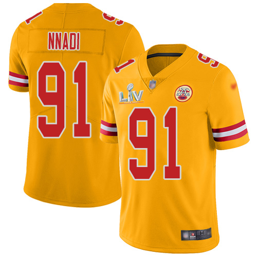 Kansas City Chiefs #91 Derrick Nnadi Gold Youth Super Bowl LV Bound Stitched Limited Inverted Legend Jersey Youth cheap jerseys for sale - CheapJerseys.Shop