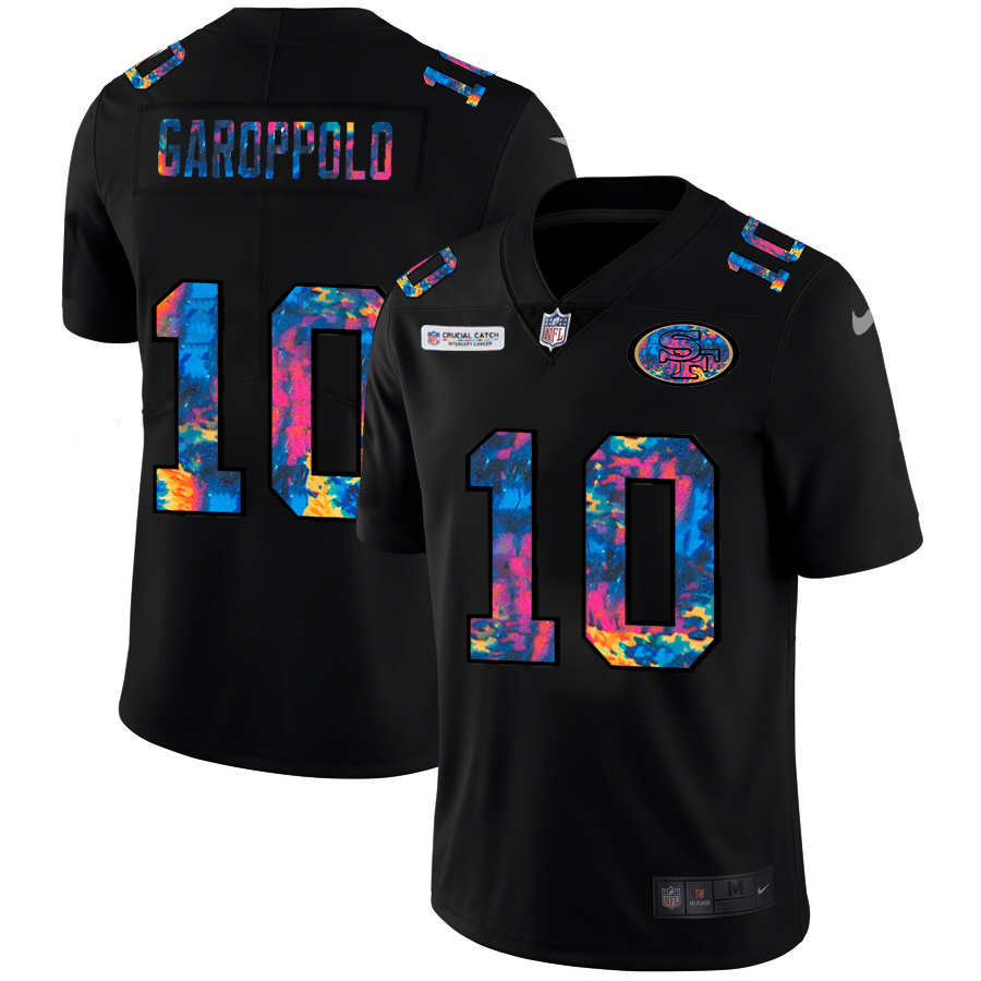 San Francisco 49ers #10 Jimmy Garoppolo Men's Multi-Color Black 2020 Crucial Catch Vapor Untouchable Limited Jersey cheap jerseys for sale - CheapJerseys.Shop