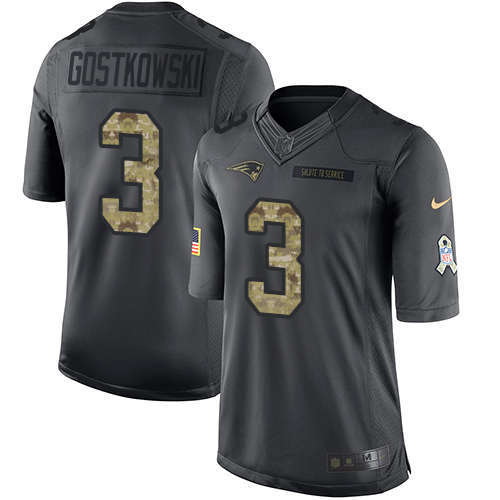 New England Patriots #3 Stephen Gostkowski Black Men's Stitched Limited 2016 Salute To Service Jersey Men's cheap jerseys for sale - CheapJerseys.Shop