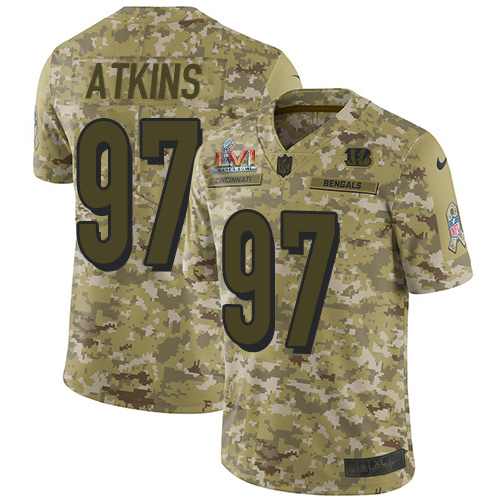 Cincinnati Bengals #97 Geno Atkins Camo Super Bowl LVI Patch Men's Stitched Limited 2018 Salute To Service Jersey Men's cheap jerseys for sale - CheapJerseys.Shop