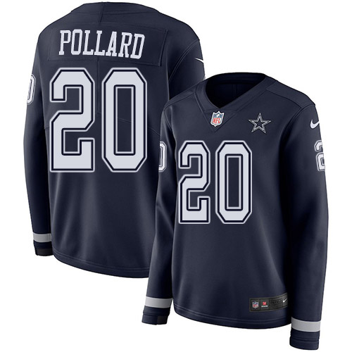 Cowboys #20 Tony Pollard Navy Blue Team Color Women's Stitched Limited Therma Long Sleeve Jersey cheap jerseys for sale - CheapJerseys.Shop
