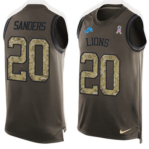 Lions #20 Barry Sanders Green Men's Stitched Limited Salute To Service Tank Top Jersey cheap jerseys for sale - CheapJerseys.Shop