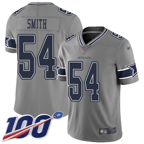 Dallas Cowboys #54 Jaylon Smith Gray Men's Stitched Limited Inverted Legend 100th Season Jersey Men's cheap jerseys for sale - CheapJerseys.Shop