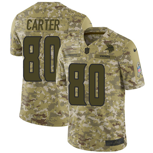 Minnesota Vikings #80 Cris Carter Camo Men's Stitched Limited 2018 Salute To Service Jersey Men's cheap jerseys for sale - CheapJerseys.Shop