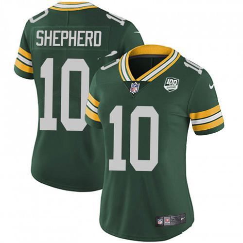 Green Bay Packers #10 Darrius Shepherd Green Team Color Women's 100th Season Stitched Vapor Untouchable Limited Jersey Womens cheap jerseys for sale - CheapJerseys.Shop
