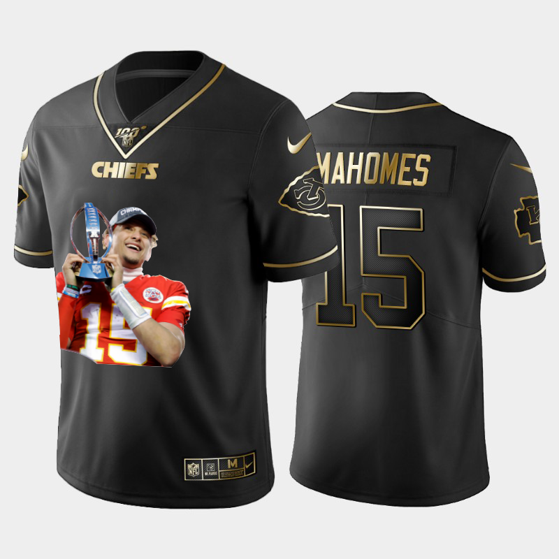 Kansas City Chiefs #15 Patrick Mahomes Team Hero Vapor Limited 100 Jersey Black Golden cheap jerseys for sale - CheapJerseys.Shop