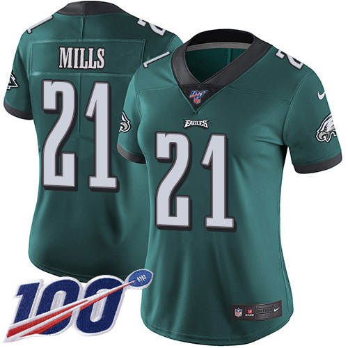Philadelphia Eagles #21 Jalen Mills Green Team Color Women's Stitched 100th Season Vapor Untouchable Limited Jersey Womens cheap jerseys for sale - CheapJerseys.Shop