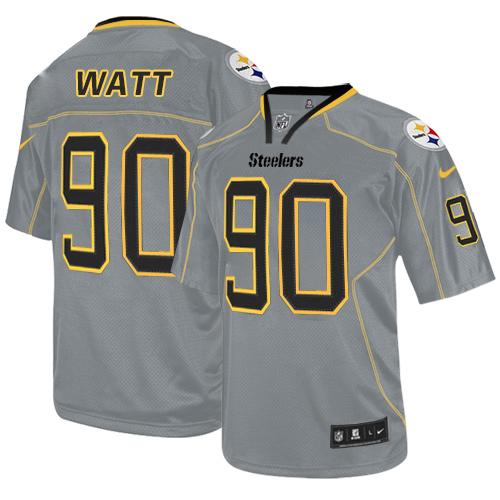 Steelers #90 T. J. Watt Lights Out Grey Men's Stitched Elite Jersey cheap jerseys for sale - CheapJerseys.Shop