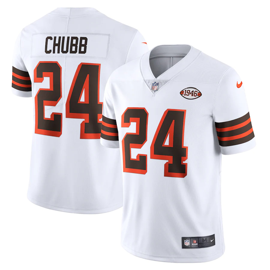 Cleveland Browns #24 Nick Chubb 1946 Collection Alternate Vapor Limited Jersey - White cheap jerseys for sale - CheapJerseys.Shop