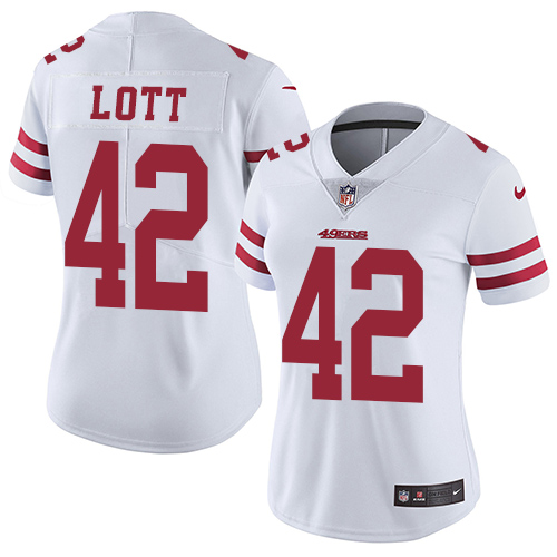 San Francisco 49ers #42 Ronnie Lott White Women's Stitched Vapor Untouchable Limited Jersey Womens cheap jerseys for sale - CheapJerseys.Shop