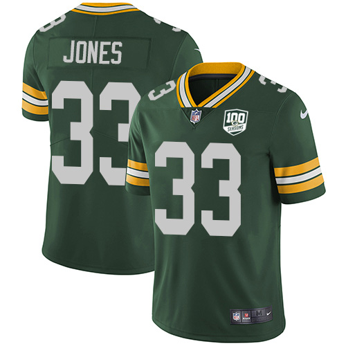 Packers #33 Aaron Jones Green Team Color Men's 100th Season Stitched Vapor Untouchable Limited Jersey cheap jerseys for sale - CheapJerseys.Shop