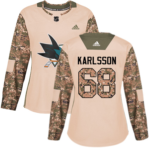 San Jose Sharks #68 Melker Karlsson Camo Authentic 2017 Veterans Day Women's Stitched Jersey Womens cheap jerseys for sale - CheapJerseys.Shop