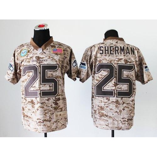 Seattle Seahawks #25 Richard Sherman Camo Men's Stitched New Elite USMC Jersey Men's cheap jerseys for sale - CheapJerseys.Shop