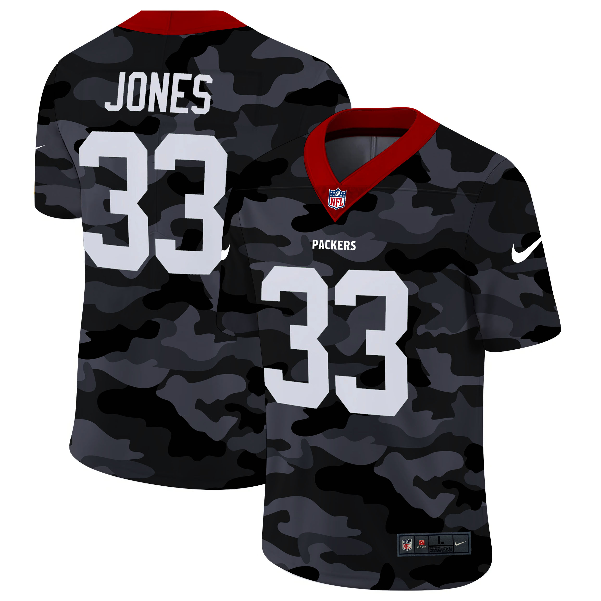 Green Bay Packers #33 Aaron Jones Men's 2020 Black CAMO Vapor Untouchable Limited Stitched Jersey cheap jerseys for sale - CheapJerseys.Shop