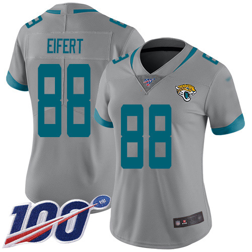 Jacksonville Jaguars #88 Tyler Eifert Silver Women's Stitched Limited Inverted Legend 100th Season Jersey Womens cheap jerseys for sale - CheapJerseys.Shop