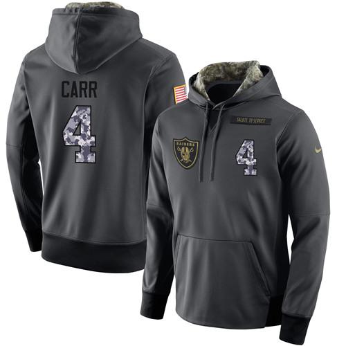 Men's Oakland Raiders #4 Derek Carr Stitched Black Anthracite Salute To Service Player Performance Hoodie cheap jerseys for sale - CheapJerseys.Shop