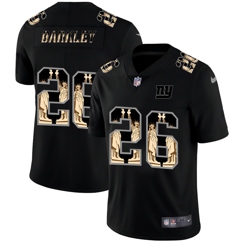 New York Giants #26 Saquon Barkley Carbon Black Vapor Statue Of Liberty Limited Jersey cheap jerseys for sale - CheapJerseys.Shop