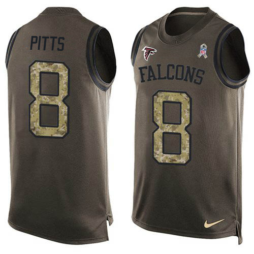 Falcons #8 Kyle Pitts Green Men's Stitched Limited Salute To Service Tank Top Jersey cheap jerseys for sale - CheapJerseys.Shop