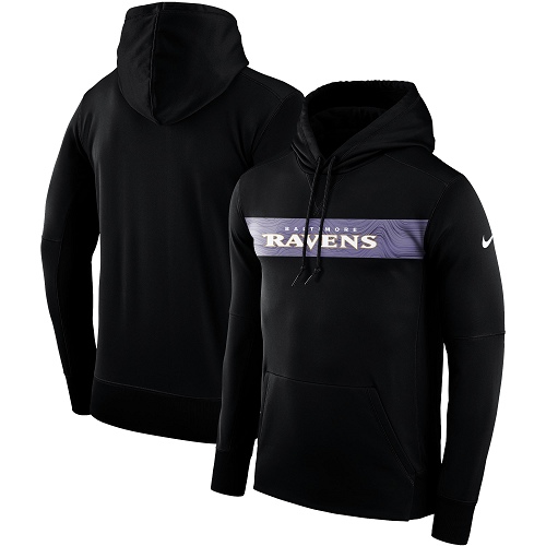Men's Baltimore Ravens Black Sideline Team Performance Pullover Hoodie cheap jerseys for sale - CheapJerseys.Shop