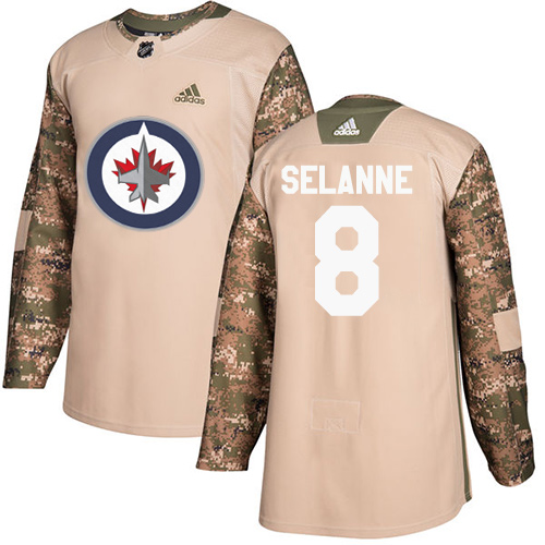 Winnipeg Jets #8 Teemu Selanne Camo Authentic 2017 Veterans Day Stitched Jersey Men's cheap jerseys for sale - CheapJerseys.Shop