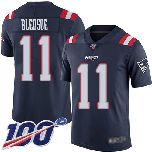 New England Patriots #11 Drew Bledsoe Navy Blue Men's Stitched Limited Rush 100th Season Jersey Men's cheap jerseys for sale - CheapJerseys.Shop