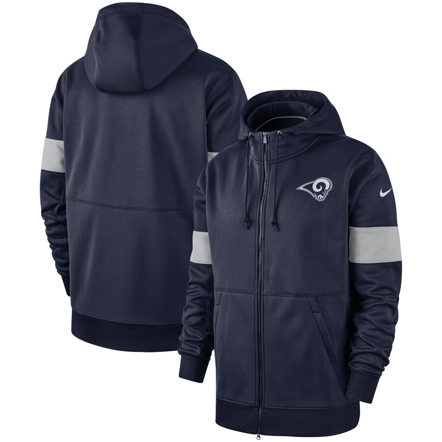 Los Angeles Rams Sideline Performance Full-Zip Hoodie Navy cheap jerseys for sale - CheapJerseys.Shop