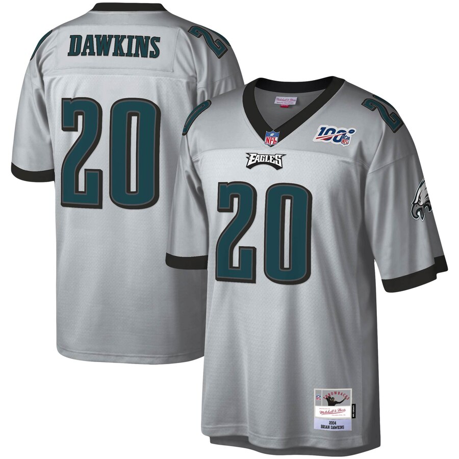Philadelphia Eagles #20 Brian Dawkins Mitchell & Ness 100 Retired Player Platinum Jersey cheap jerseys for sale - CheapJerseys.Shop
