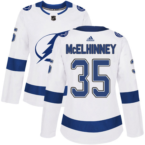 Tampa Bay Lightning #35 Curtis McElhinney White Road Authentic Women's Stitched Jersey Womens cheap jerseys for sale - CheapJerseys.Shop