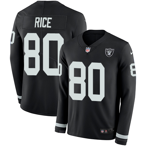 Las Vegas Raiders #80 Jerry Rice Black Team Color Men's Stitched Limited Therma Long Sleeve Jersey Men's cheap jerseys for sale - CheapJerseys.Shop