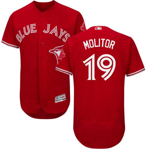 Toronto Blue Jays #19 Paul Molitor Red Flexbase Authentic Collection Canada Day Stitched Jersey Men's cheap jerseys for sale - CheapJerseys.Shop