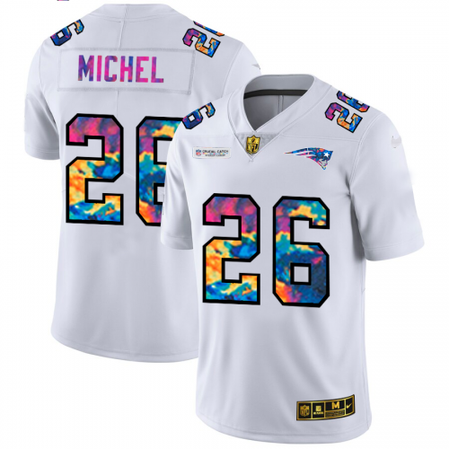 New England New England Patriots #26 Sony Michel Men's White Multi-Color 2020 Crucial Catch Limited Jersey Men's cheap jerseys for sale - CheapJerseys.Shop